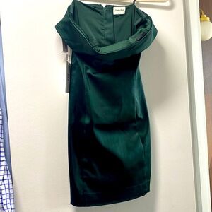 Strapless satin midi dress